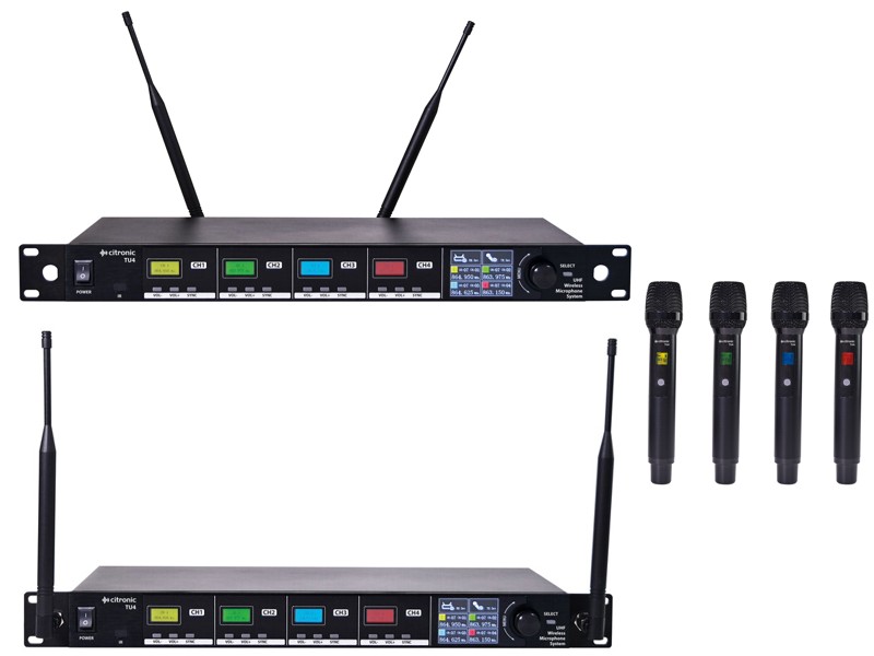 Bezdrôtový mikrofónny set 4x mikrofón do ruky Bezdrôtový mikrofónny set 4x mikrofón do ruky