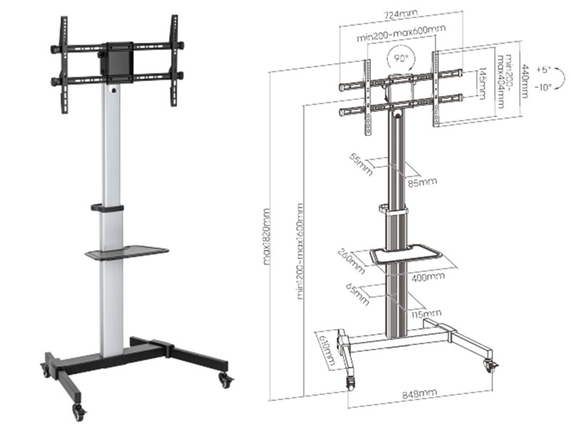 Bratek AL mobilný stojan pre TV 37"-86" 50kg Bratek AL mobilný stojan pre TV 37"-86" 50kg