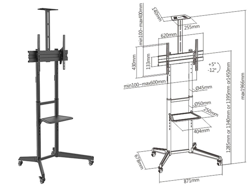 Bratek mobilný stojan pre TV 37"-70" 50kg Bratek mobilný stojan pre TV 37"-70" 50kg